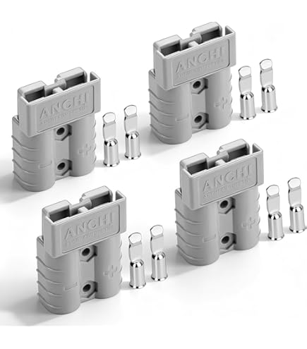 Eagles 50 Amp Power Connector Plug,10PCS 50A/600V Quick Connect/Disconnect Wire Harness Plugs For 7/8/10/12 AWG Wires, Recovery Winch, Trailer, Includes Terminal Pins (Grey - View #14
