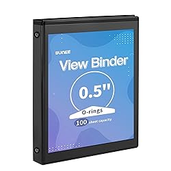 SUNEE 3 Ring Binder 1/2 Inch 1 Pack, Clear View