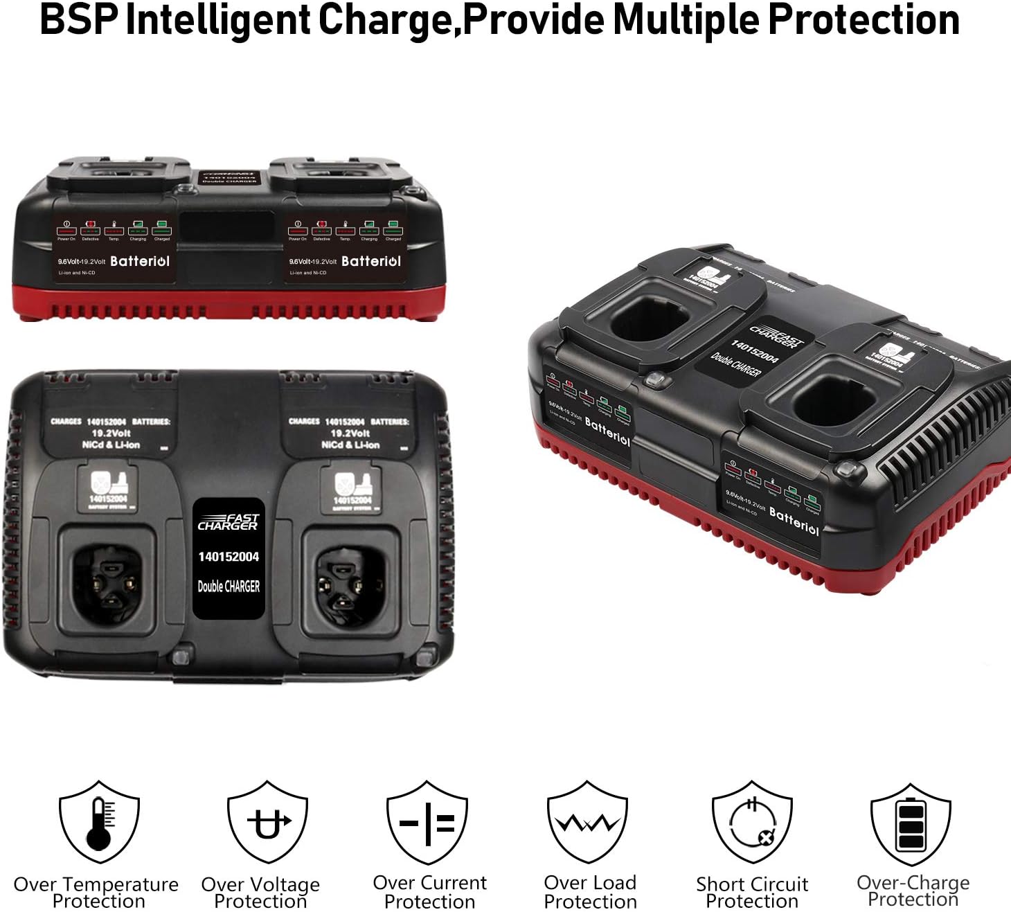Batteriol 19.2V C3 Battery Dual Charger for Craftsman 19.2V Lithium-ion & NI-CD Battery 11375 11376 130279005 315.PP2011 315.PP2010 Upgraded Dual Chemistry Charger - - 