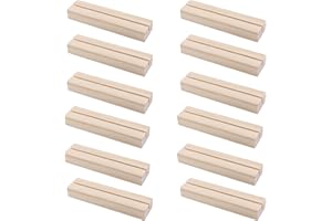 12Pcs 4.7Inch/12cm Place Card Holders, Wooden Card Stand Table Number Picture Postcard Holder for Wedding Party Display