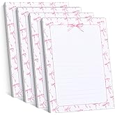 Thenshop 100 Sheets Coquette Bow Note Paper Coquette Preppy Pink Bow Writing Paper Notes Pads Coquette Stuff Planner Pink Journaling Notebook Coquette School Supplies for Women Bow Themed Party Favors