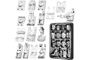 AnoleAir 16 Pcs Sewing Machine Presser Foot Set fits for Most Low Shank Snap-On Singer, Brother, Babylock, Euro-Pro, Janome, Kenmore, White, Elna Sewing Machines