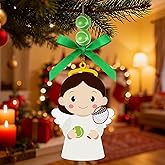 Tennis Angel Easter Ornaments Wooden Hanging Angel Ornament Sport Ball Xmas Tree Decorations for Home Crafts Tennis Lovers Sport Players Fans Family Holiday Party Supplies