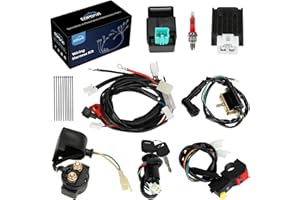 EOPOAYI Pit Bike Wiring Harness Electric Start Compatible with 50cc 70cc 90cc 110cc 125cc 4-Stroke Engine TaoTao SSR 70 X-Pro Dirt Bikes ATV Quad 4 Wheelers Parts with Voltage Regulator Ignition Coil