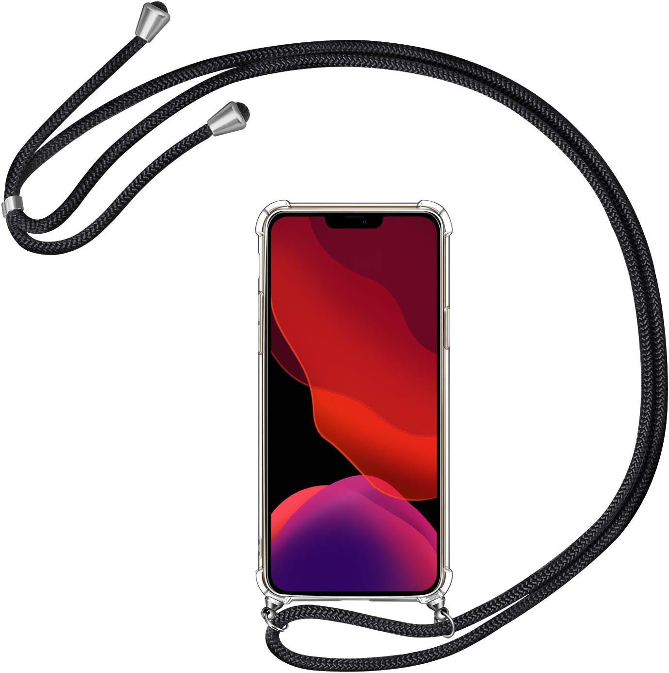 AROYI iPhone 11 Pro Case, [Adjustable Length Lanyard] Ultra-Slim Crystal Clear Transparent Silicone Shockproof Crystal Soft Flexible TPU Bumper Cover Smartphone Necklace for iPhone 11 Pro 5.8 2019
