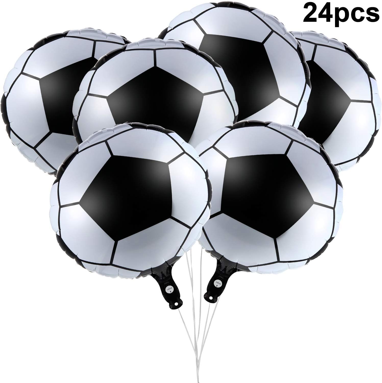 24 Pieces Soccer Balloons Foil Balloons Metallic Mylar