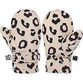 CLeemuziN Cute Leopard Winter Mittens Glove for Kids Outdoor Thicken Warm Snow Mitts Cold Weather Kid Gloves 4-8Y