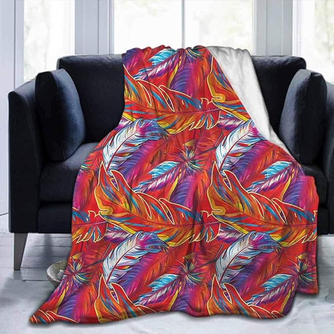 dsdsgog Throw Blanket Parrots,Exotic Feather Carnival,60"x70" Soft Blankets for