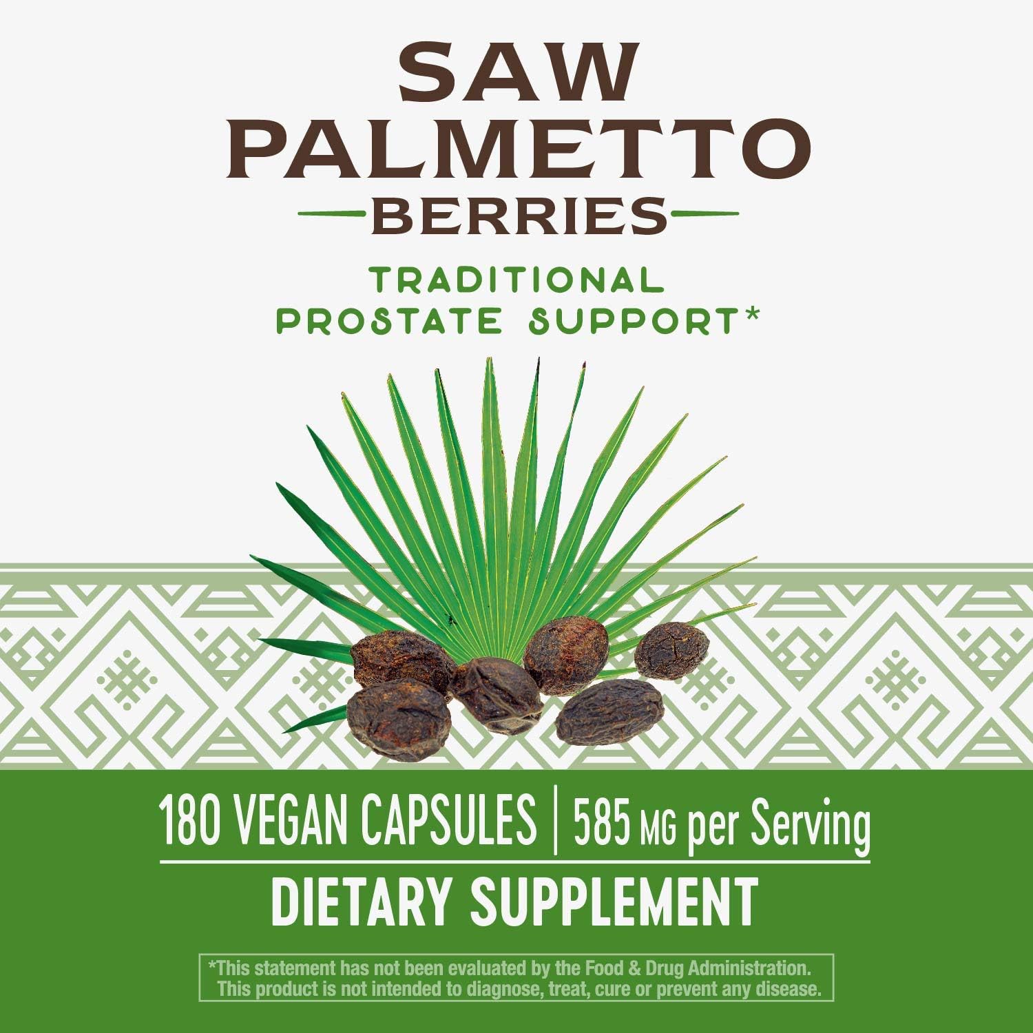 Nature's Way Saw Palmetto Berries; 585 mg; Non-GMO Project Verified; TRU-ID Certified; 180 Capsules: Health & Personal Care