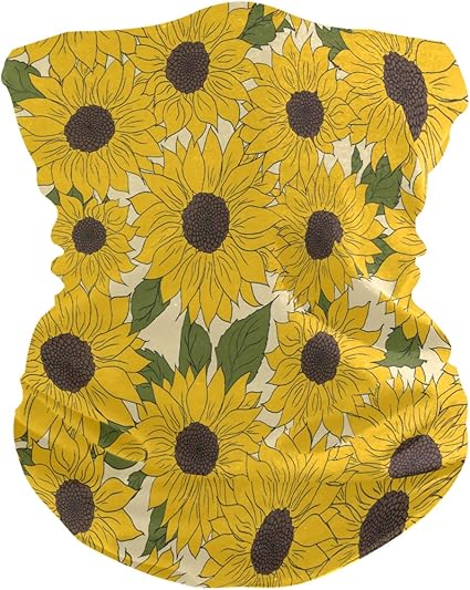 Amazon Com One Bear Sunflower Face Mask Beautiful Sunflowers Yellow Floral Bandana Seamless Neck Gaiter Motorcycle Dust Wind Sun Protection Face Masks For Men Women Sports Outdoors