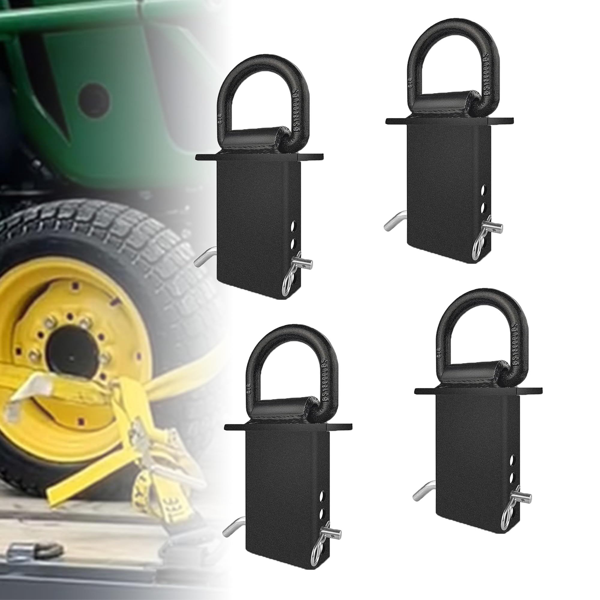 Photo 1 of HLMOptimo 4Pcs 12000lbs Heavy Duty Removable D Ring Stake Pocket tie Down for Utility Trailers and Flatbeds Equipped with Stake Pockets Stake Pocket D-Rings (Pack of 4)