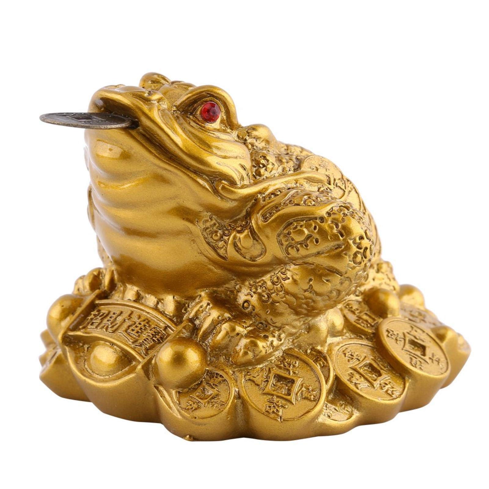 BHDD Feng Shui Money Frog, Gold Color, Lucky Home Decoration (Imitation Copper, Small Size 6x6x5 cm)