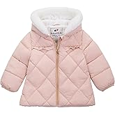 Rokka&Rolla Baby Girls' Water-Resistant Puffer Jacket Hooded Winter Coat with Soft Mini Fur Lining for Newborn Infant Toddler