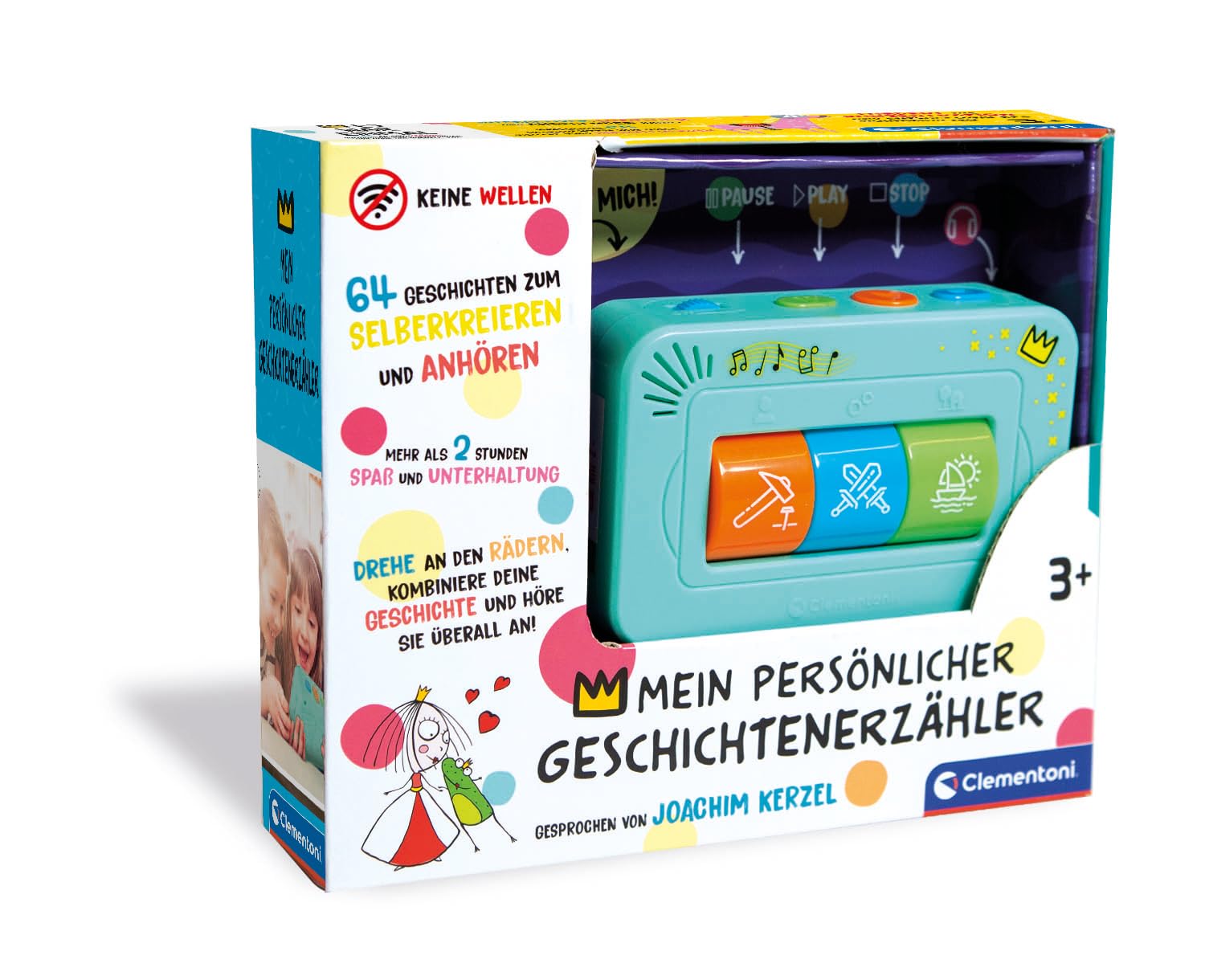 Clementoni 59202 storyteller, interactive audio entertainment, for children aged 3 and up, exciting good night stories, individual favourite stories, perfect for Christmas(German)