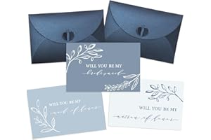 JarThenaAMCS Bridesmaid Proposal Cards 8Pcs Will You Be My Bridesmaid 4 x 6 In Watercolor Blue Floral Cards with Envelopes Matron of Honor Invitation Cards for Bridal Shower Wedding