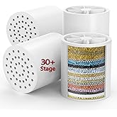 Longriver 4 Pack 33 Stage Universal Shower Filter Replacement Cartridge - Hard Water Purifier Removes Chlorine, Heavy Metals, Iron, Sediments - High Output Water Softener for Skin & Hair