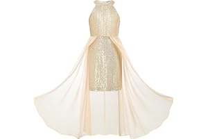 GRACE KARIN Girls Halter Neck Sequin Dress 6-14Y Kids Fancy Formal Party Christmas Sparkly Pageant Birthday Dresses