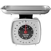Taylor Analog Kitchen Food Scale with Chrome Tray 22 lb | Precise Portion Control, Removable Chrome Tray, Ideal for Cooking &amp; Meal Prep, Dishwasher Safe