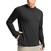 Men's Sun Protection Shirts UPF 50+ Long Sleeve Hoodie with 2 Pockets UV SPF Fishing Hiking Rash Guard Shirts