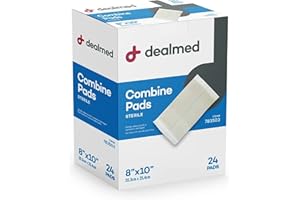 Dealmed Abdominal Combine Pads 8"x10" (24-Pack) Sterile Individually Wrapped, ABD Pads, Absorbent, Non Adherent for Wound Care, Drainage, First Aid, 24/Box (1 Pack)