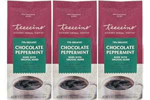 Teeccino Chocolate Peppermint Chicory Coffee Alternative - Ground Herbal Coffee That’s Prebiotic, Caffeine Free & Acid Free, Light Roast, 11 Ounce (Pack of 3)