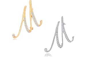 HAFILO 2 pack initial letter brooch pin for women girl 26 letters A-Z fashion brooches collar pins Gold silver