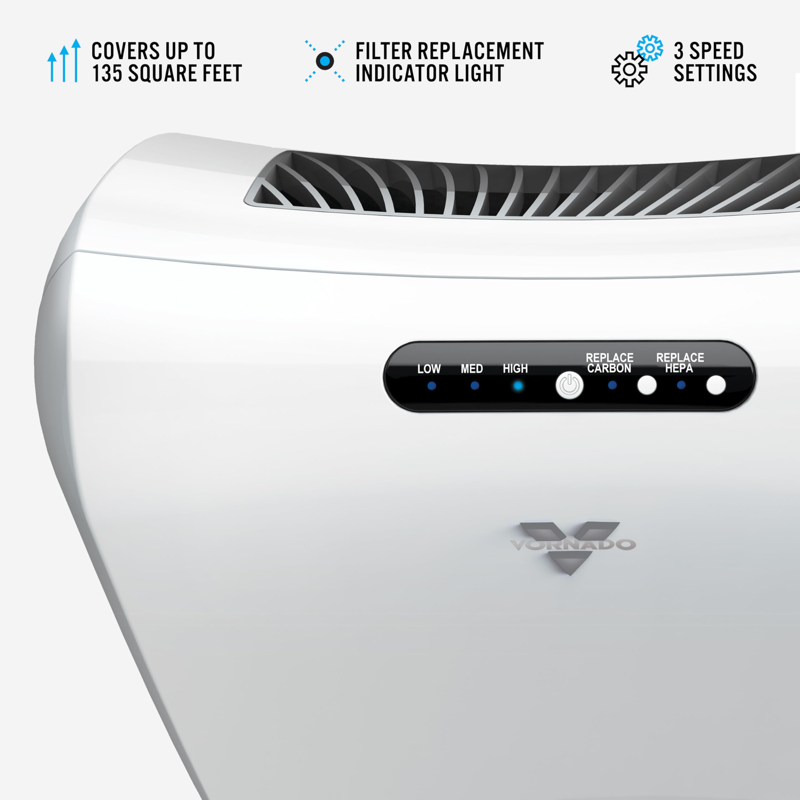 Vornado AC350 Air Purifier with True HEPA Filter, Captures Allergens, Smoke, Odors, Pollen, Dust, Mold Spores, Pet Dander