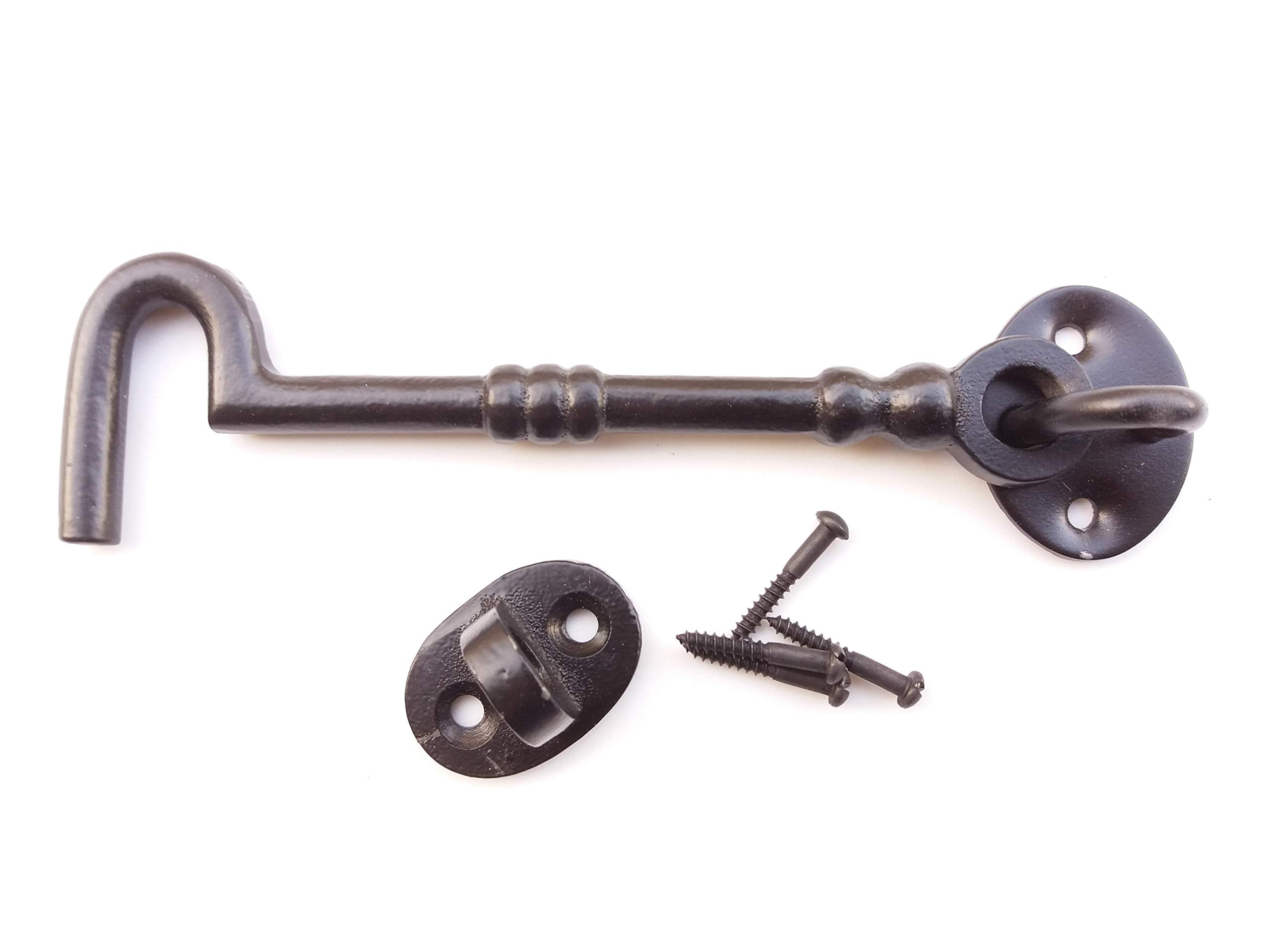 Cast Iron Cabin Hook - Black Antique (6") 150mm for Doors or Gates CEN052