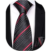 Hi-Tie Boys Ties Self Tie Silk Striped Kids Necktie and Pocket Square Set Paisley Boys Tie for Age 8-11 Wedding