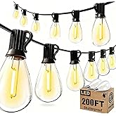 smareal 200FT Outdoor String Lights, LED Patio Lights with 62 Shatterproof S11 Edison Bulbs, Ultra Long Waterproof Hanging Lights for Backyard Deck Porch Party Decor Commercial Use 2700K