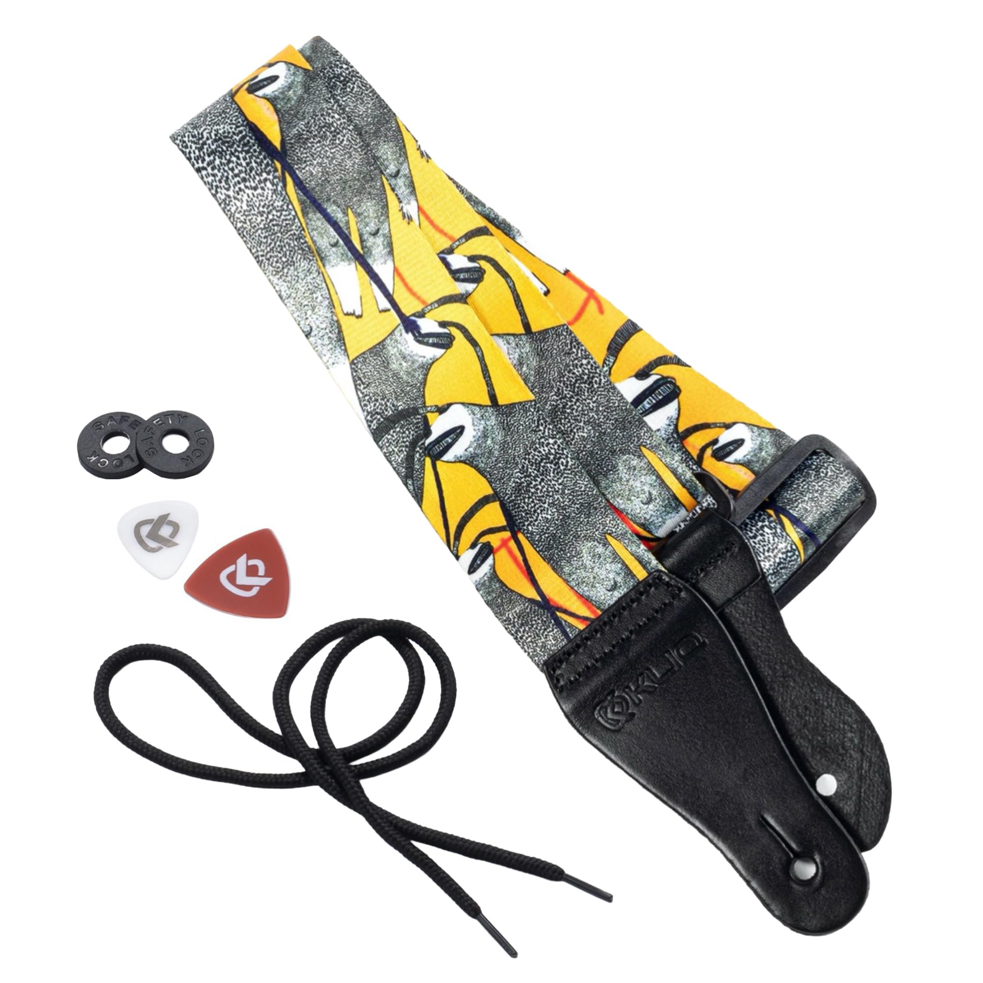 KLIQ Vintage Woven Artist Series Guitar Strap for Acoustic and Electric Guitars + 2 Free Rubber Strap Locks, 2 Guitar Picks and 1 Lace | Terylene Printed | 'It's not a Phase' by KLIQ