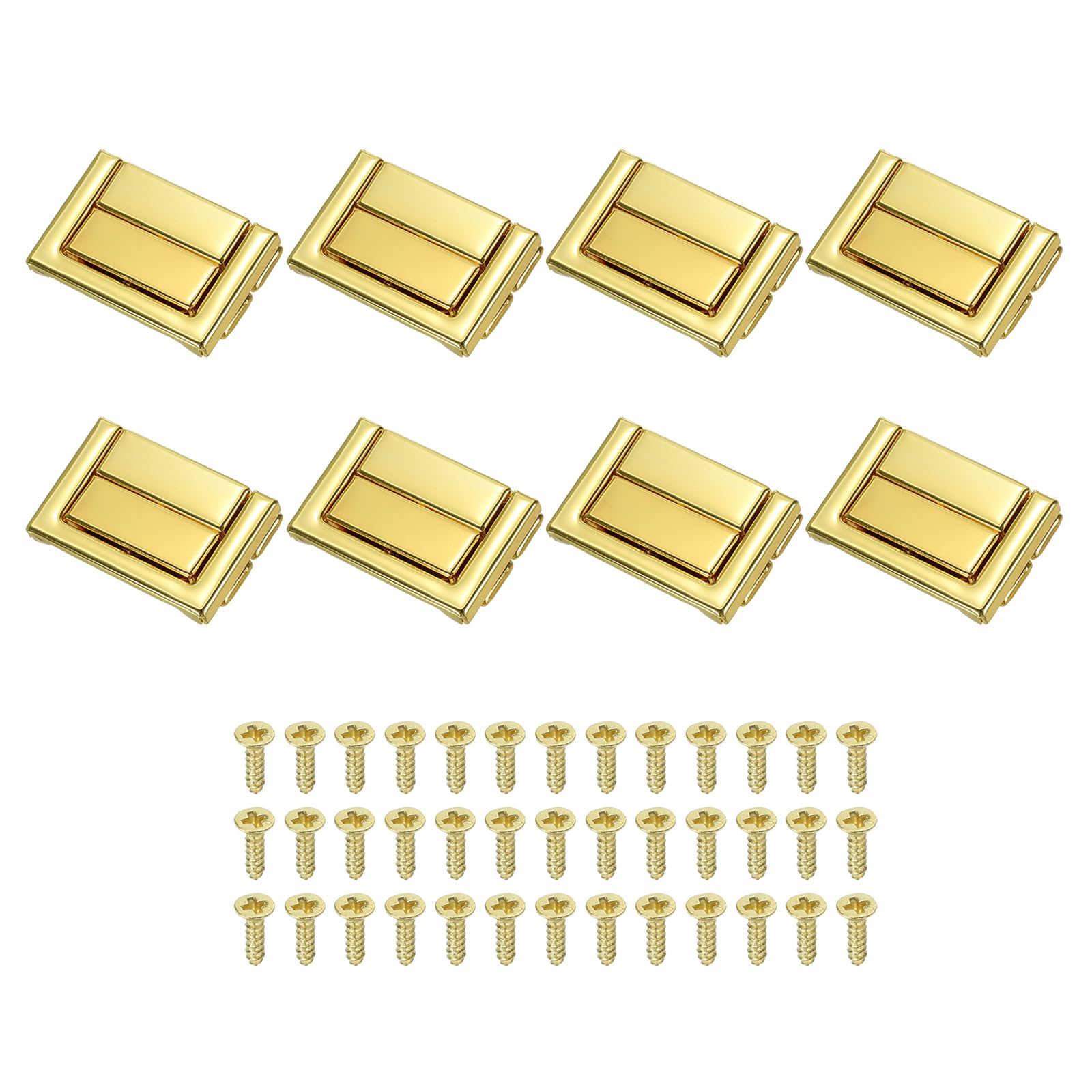 PATIKIL Toggle Catch Lock 1.5" x 1", 8Pack Metal Hasp Latch Rectangle Retro Style Clasp Latch for Jewellery Box Decoration Suitcase Toolbox, Gold