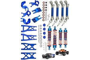 RCMYou Upgrades Part for 1/10 Arrma Vorteks/Granite/Senton 4x4 3S Blx Mega 550,RC Shocks,Drive Shaft,Front Rear Suspension Arm,Steering Blocks Caster Blocks C-Hubs Stub Axle Carriers,Navy Blue