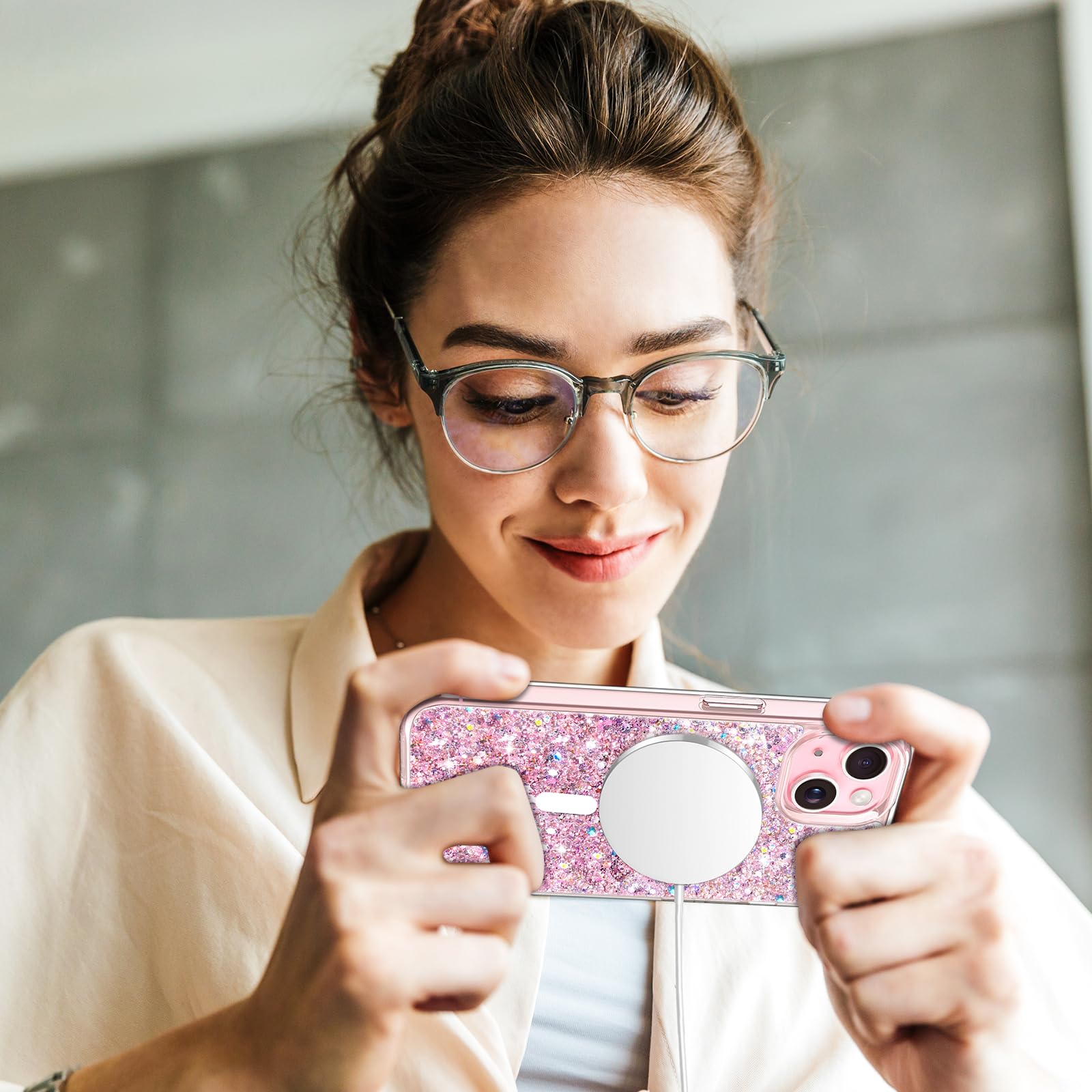 Hython Case for iPhone 15 Plus Case Glitter, Cute