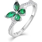 Vemhel Twisted Ring 925 Sterling Silver Butterfly Rings Infinity Band Birthtone Jewelry for Women