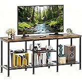 Simple Trending TV Stand for 50 Inch TVs, Entertainment Center with Open Storage Shelves, Media Console Table for Living Room, Rustic Brown