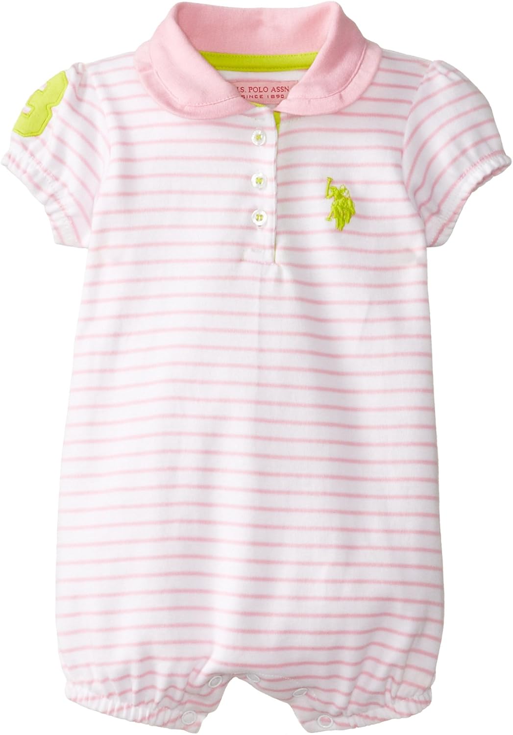 U.S. Polo Assn. Baby Girls' Newborn Striped Polo Romper