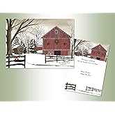 Performing Arts Boxed Christmas Cards with Full Color Inside Designs, Christmas Barn, (18-cards, 18-envelopes), Made In The USA