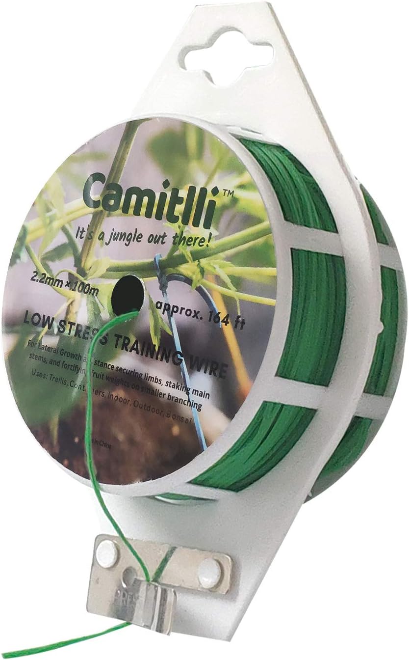 CAMITLLI Garden Plant Ties 328 feet Green Bread Ties, Green Coated Garden Wire Twist Ties with Cutter for Gardening Office Home Organization Green