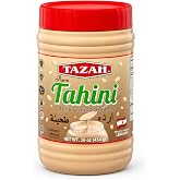 TAZAH Tahini Paste, Lebanese Stone Ground Sesame, 1 lb (16 oz) | Rich, smooth flavor for creamy hummus, lemon dressings and baking