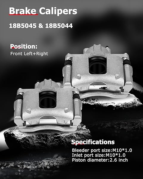 CCIYU FRONT LEFT & RIGHT BRAKE CALIPERS WITH BRACKET 18B5045 18B5044 FOR CHRYSLER 2008-2012 FOR DODGE 2007-2016 FOR JEEP 2007-2012 FOR RAM 2012 FOR VOLKSWAGEN 2009-2012 (2PCS)