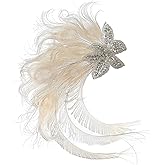 Lovfingu Fascinator Peacock Feather Hair Clips Flapper Headband Art Deco 20's Accessories for Women