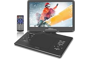 BOKYOK 16.9" Portable DVD Player with 14.1’’ HD Swivel Screen, 6Hrs Play, DVD Player Portable with Dual Speaker, Last Memory, Support SYNC TV/USB/SD Card, Play All Discs Format Except Blu-ray, Black