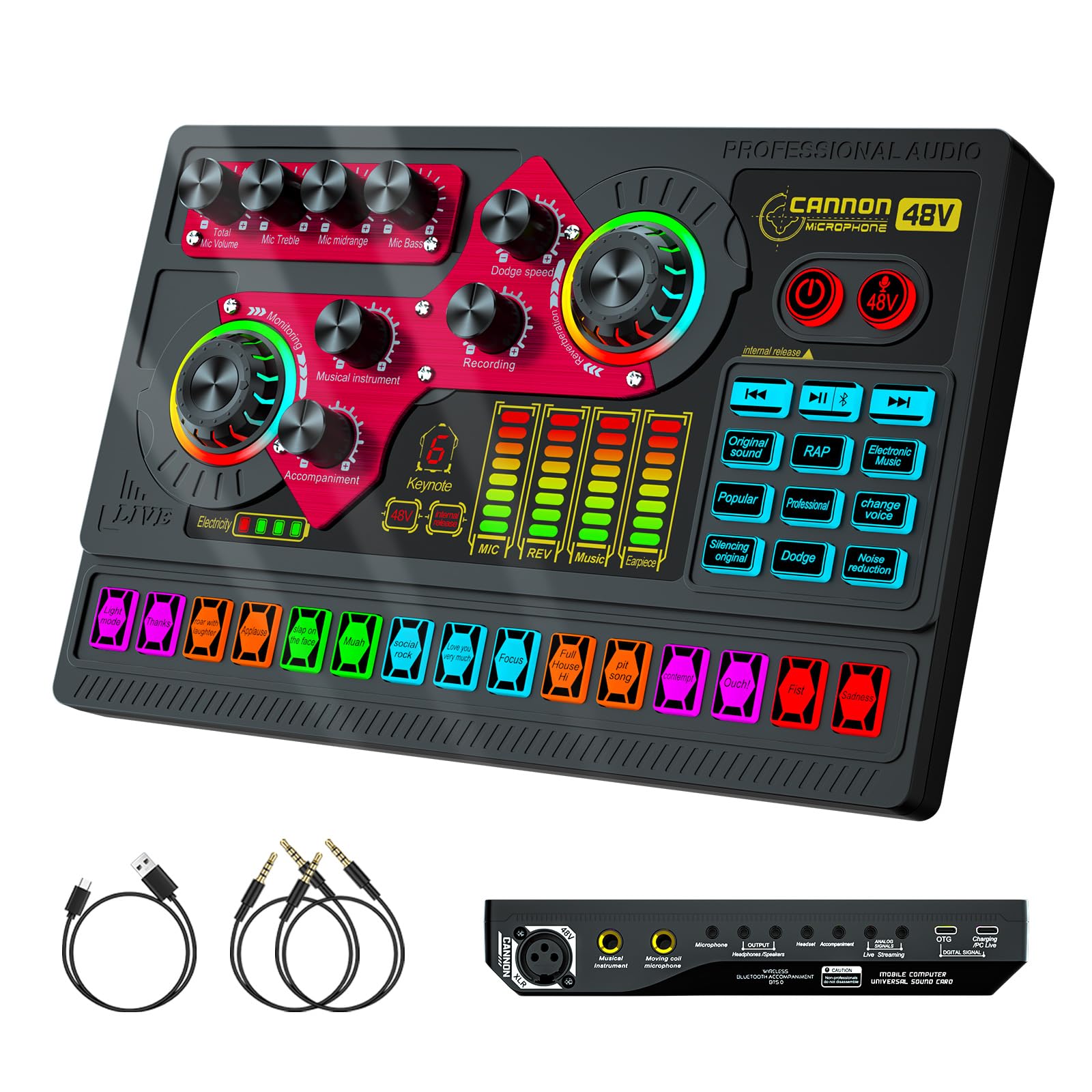 Photo 1 of Podcast Equipment Bundle, X5 Audio Interface with Mixer & Vocal Effects, Sound Board Voice Changer, Studio All-in-one XLR DJ Mixer for Phone PC Live Streaming Recording Gaming (X5-Black)
