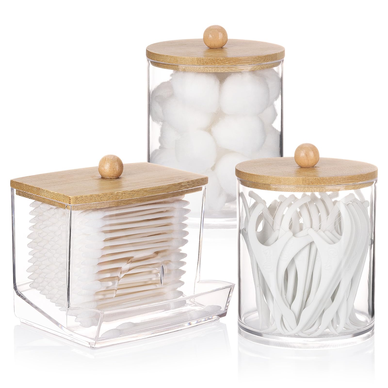 Photo 1 of **********MISSING PARTS*******
Tbestmax Qtips Dispenser Bathroom Container, 10/12 oz Cotton Ball Holder, Apothecary Jar Organizer for Storage Cotton Swab, Floss Picks (Bamboo Lids)