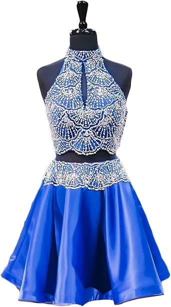 blue 2 piece homecoming dresses