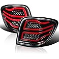 Spec-D Tuning Jet Black Housing Red LED Bar Tail Lights Compatible with 2006-2011 Mercedes-Benz W164 ML-Class, Left + Right Pair Assembly