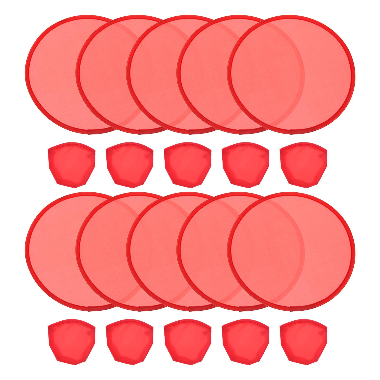 PATIKIL 10 Inch Foldable Flying Disc, 10 Pack Folding Pocket Colorful Flying Disc Bulk Set for Beach Lawn Park Camping Game, Red
