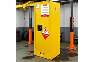 POWKOL 66 Gal Safety Storage Flammable Cabinet, Adjustable Shelf Galvanized Steel 3 Point Locker Flammable Storage Cabinet, for Commercial, Industrial and Lab