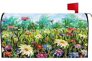 BLLESQELAX Flowers Mailbox Cover Magnetic Standard Size 21 x 18 inch Spring and Summer Magnetic Mailbox Cover Waterproof Post Box Magnetic Covers for Garden Patio Decoration